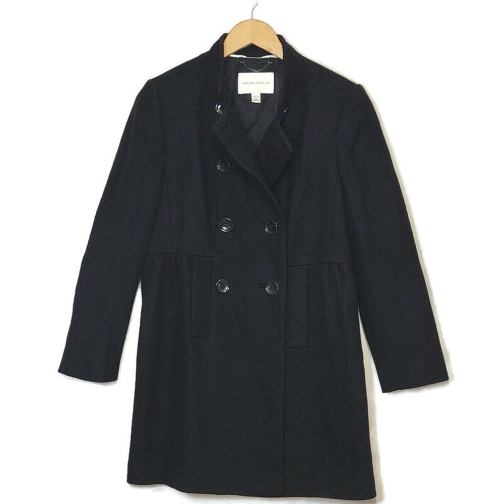 Banana Republic Wool Double Breasted Princess Coat Black Mid Length PL Classic - Picture 1 of 16